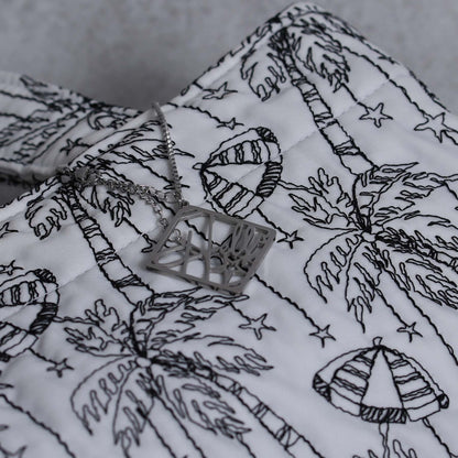 C-BG-13「Palm tree embroidery」Tote Bag WHITE
