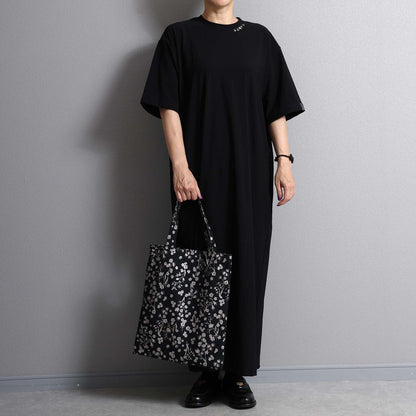 C-BG-19「frozen flower」Twill Tote Bag NAVY&BLACK