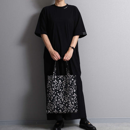 C-BG-19「frozen flower」Twill Tote Bag NAVY&BLACK