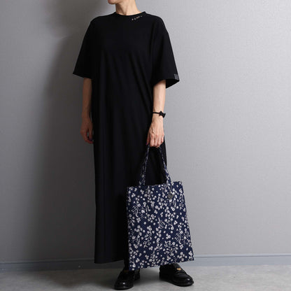 C-BG-19「frozen flower」Twill Tote Bag NAVY&BLACK