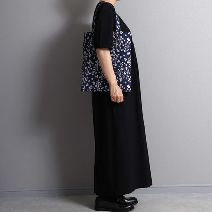 C-BG-19「frozen flower」Twill Tote Bag NAVY&BLACK
