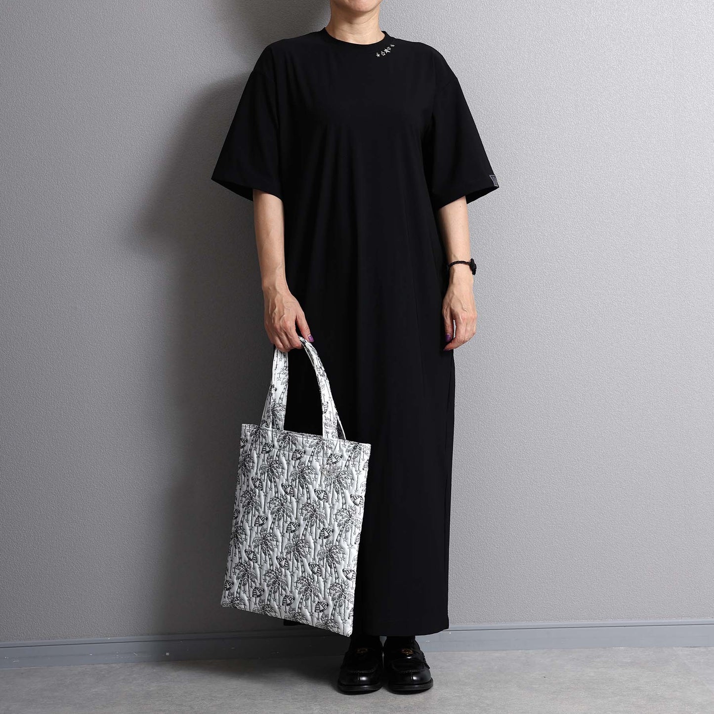 C-BG-13「Palm tree embroidery」Tote Bag WHITE