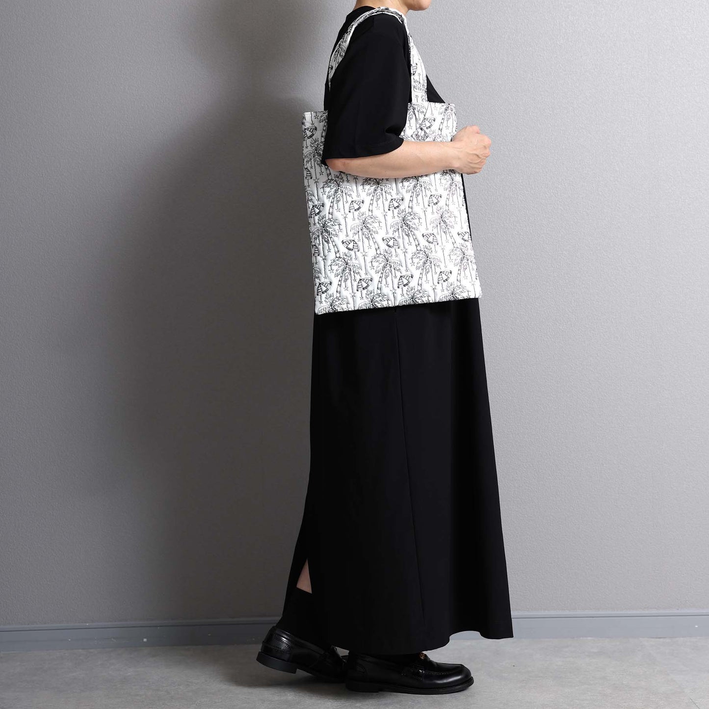 C-BG-13「Palm tree embroidery」Tote Bag WHITE