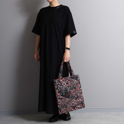C-BG-12「fly me to the moon 」Quilt tote Bag DARK NAVY×RED