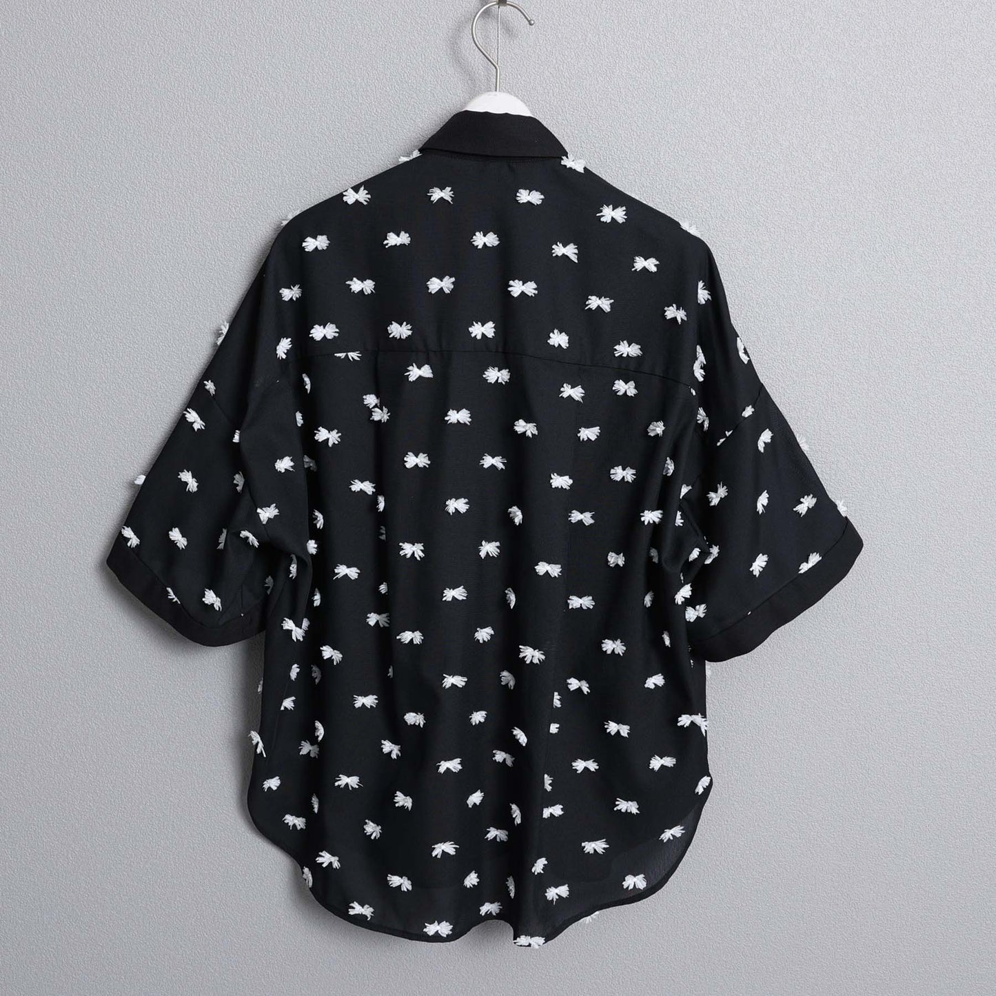 【7月下旬お届け予定】F-SH-04「Feather dot」Relax shirt 【BLACK WHITE】