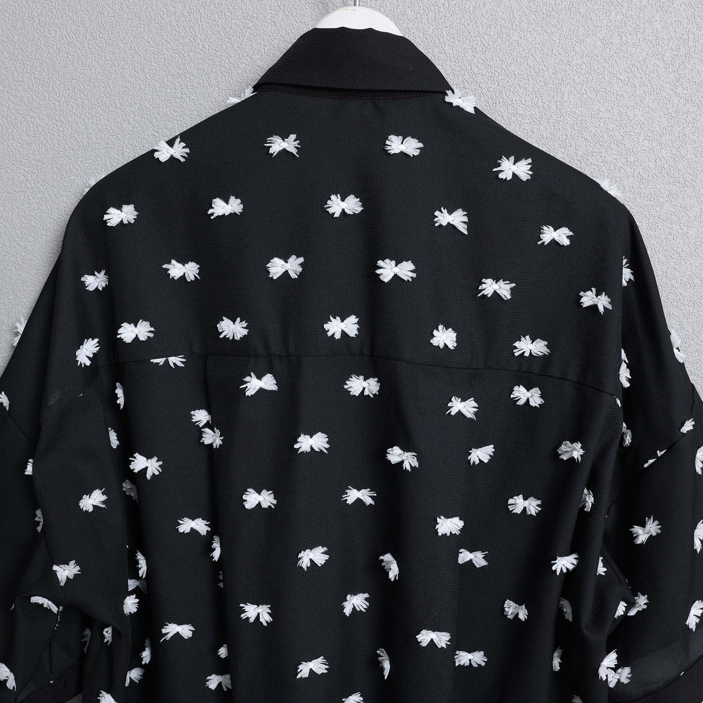 【7月下旬お届け予定】F-SH-04「Feather dot」Relax shirt 【BLACK WHITE】