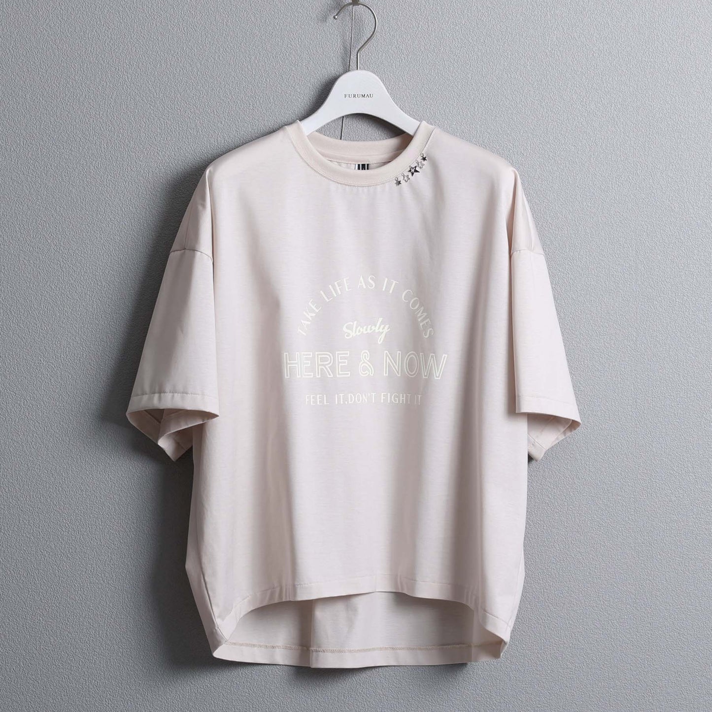F-CS-10H「Snowmelt knit」Logo tee【BEIGE】