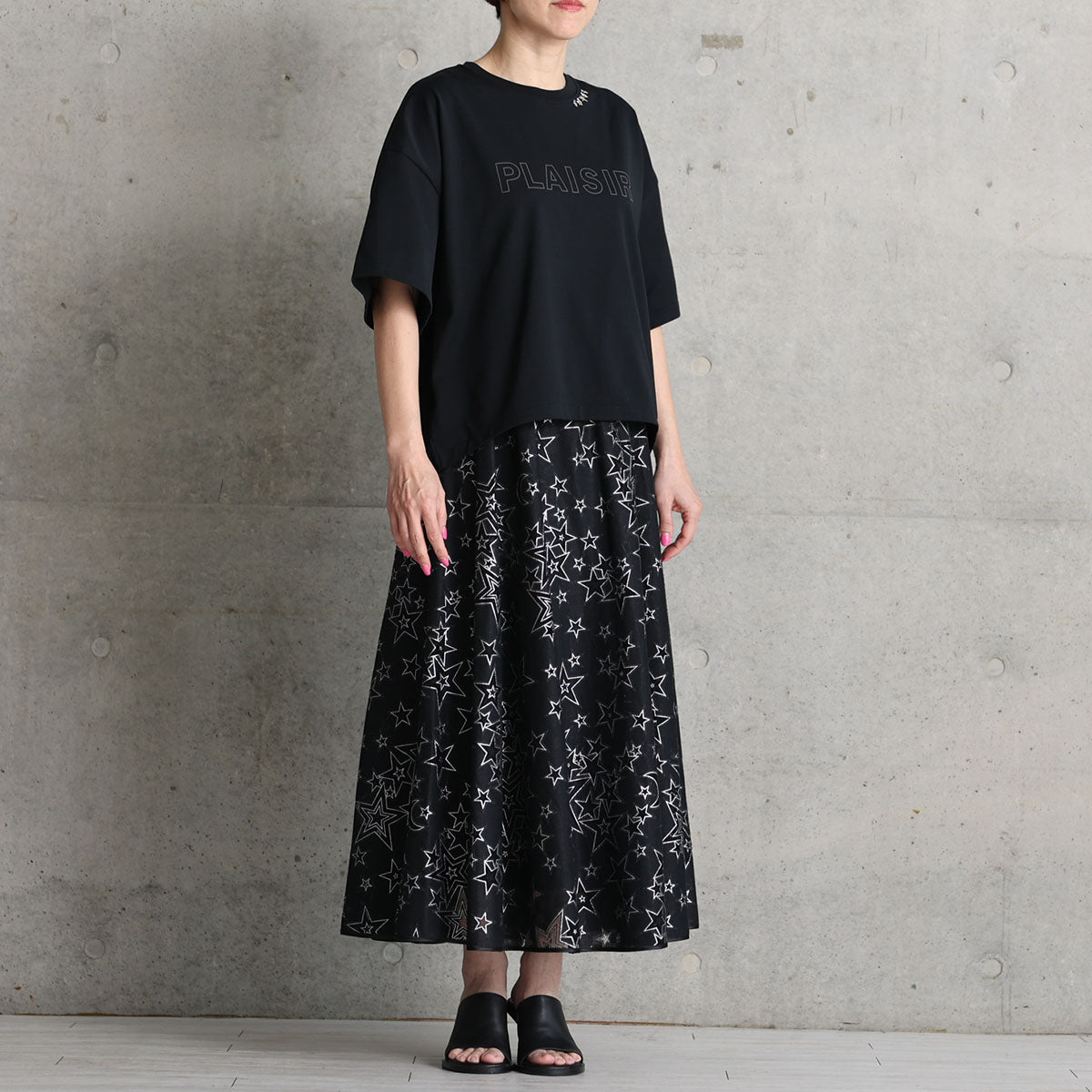 C-SK-119「Blanche」 Long skirt BLACK