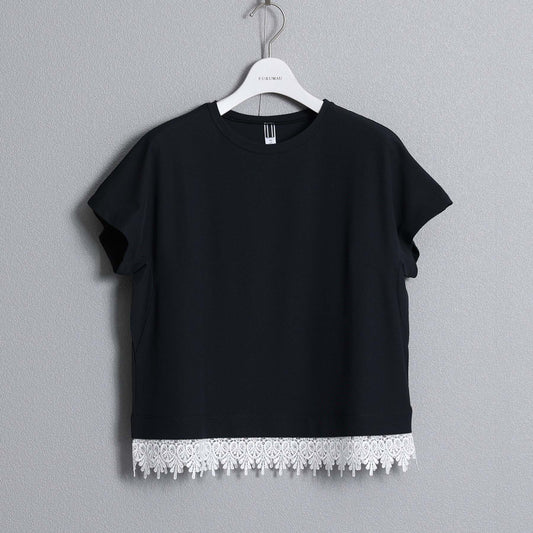 F-CS-09「Dry pique & Lace」Lace combination tops【BLACK×WHITE】