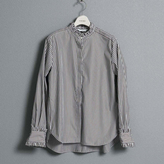2026AW【8月上旬～中旬お届け予定】 F-SH-06「Stripe typewriter」Stand collar shirt【全3色】