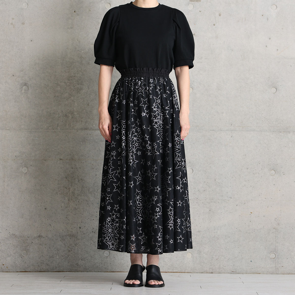 C-SK-119「Blanche」 Long skirt BLACK