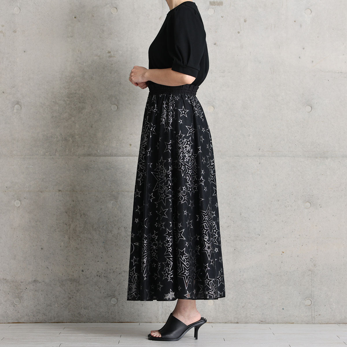 C-SK-119「Blanche」 Long skirt BLACK