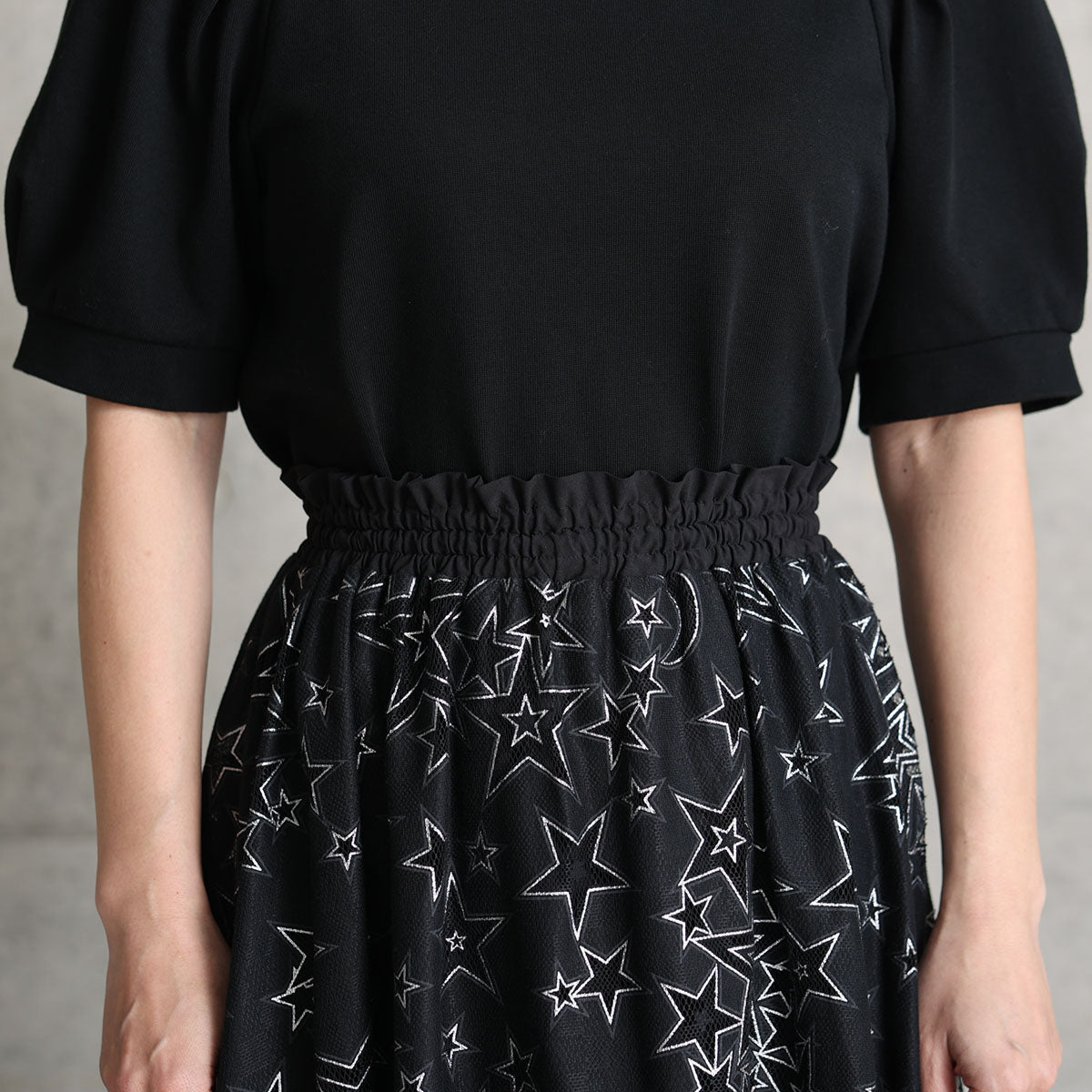 C-SK-119「Blanche」 Long skirt BLACK