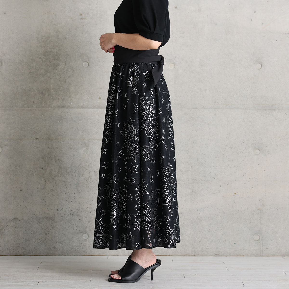 C-SK-119「Blanche」 Long skirt BLACK