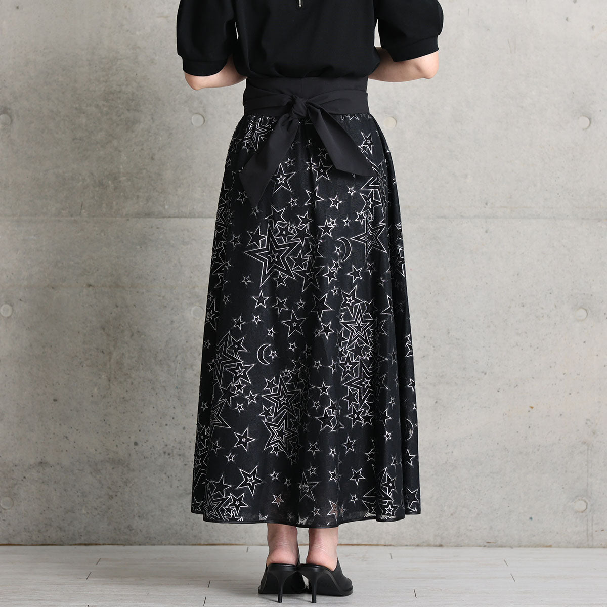 C-SK-119「Blanche」 Long skirt BLACK