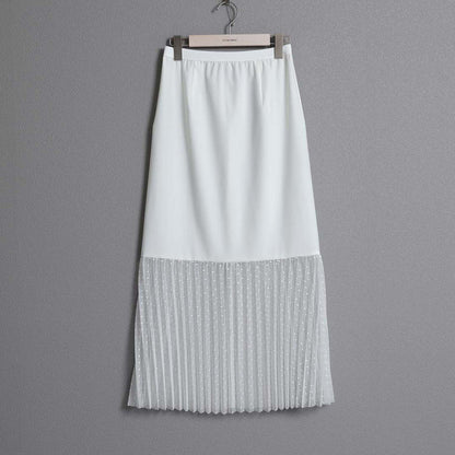 2026AW【9月下旬お届け予定】 F-SK-16「Technical knit&dot tulle」Layered Pleated Skirt【全2色】