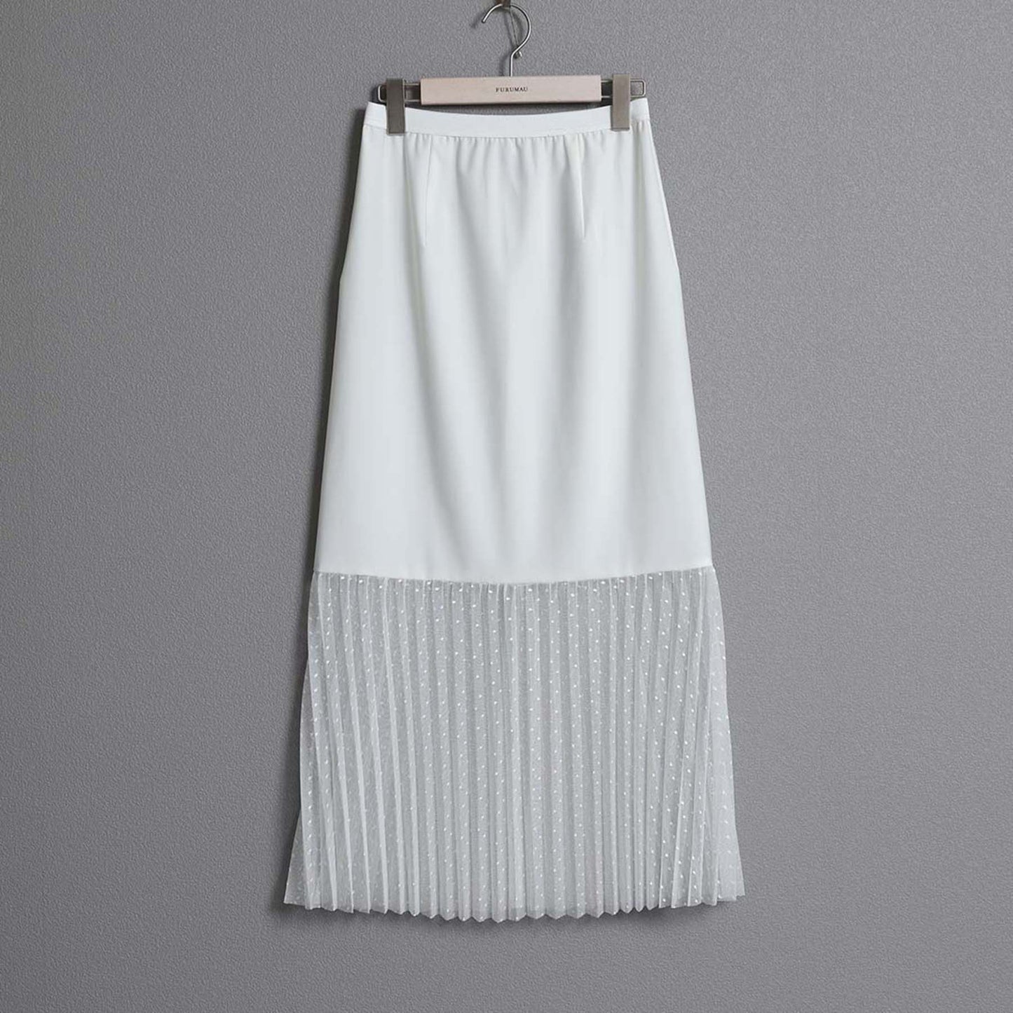 2026AW【9月下旬お届け予定】 F-SK-16「Technical knit&dot tulle」Layered Pleated Skirt【全2色】