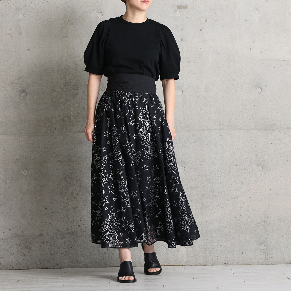C-SK-119「Blanche」 Long skirt BLACK