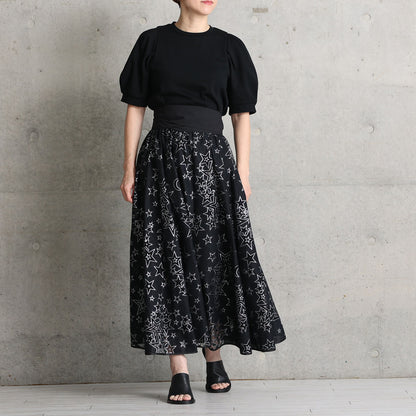 C-SK-119「Blanche」 Long skirt BLACK