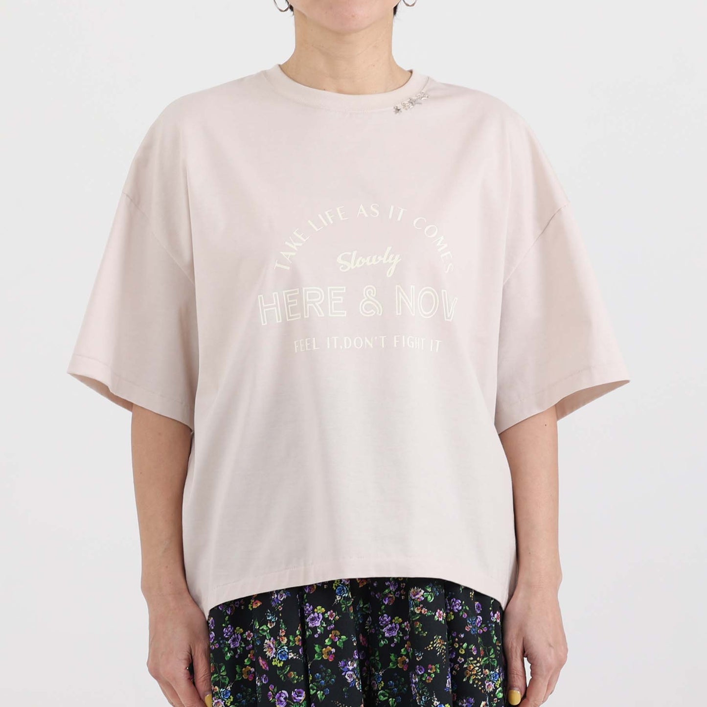 F-CS-10H「Snowmelt knit」Logo tee【BEIGE】