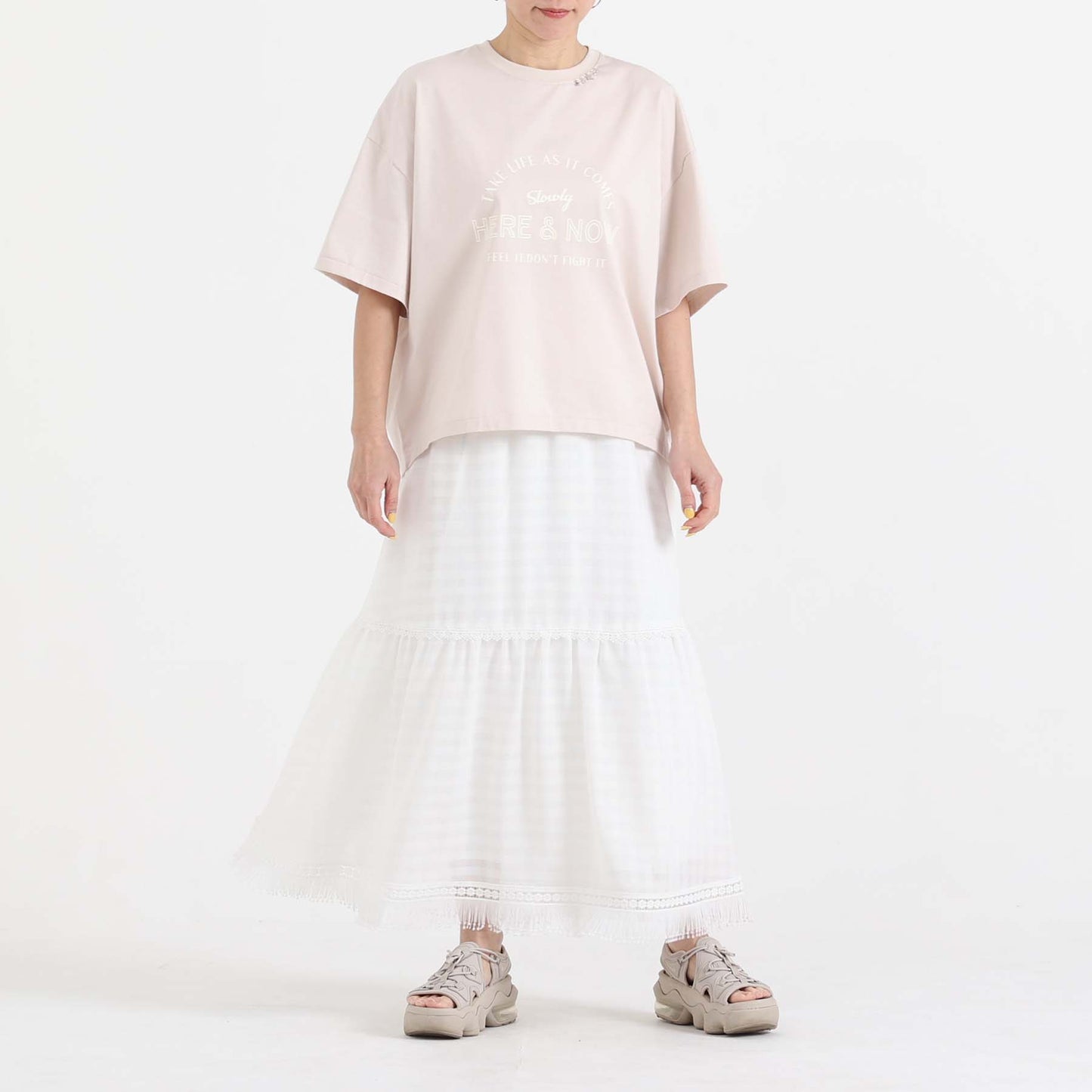 F-CS-10H「Snowmelt knit」Logo tee【BEIGE】