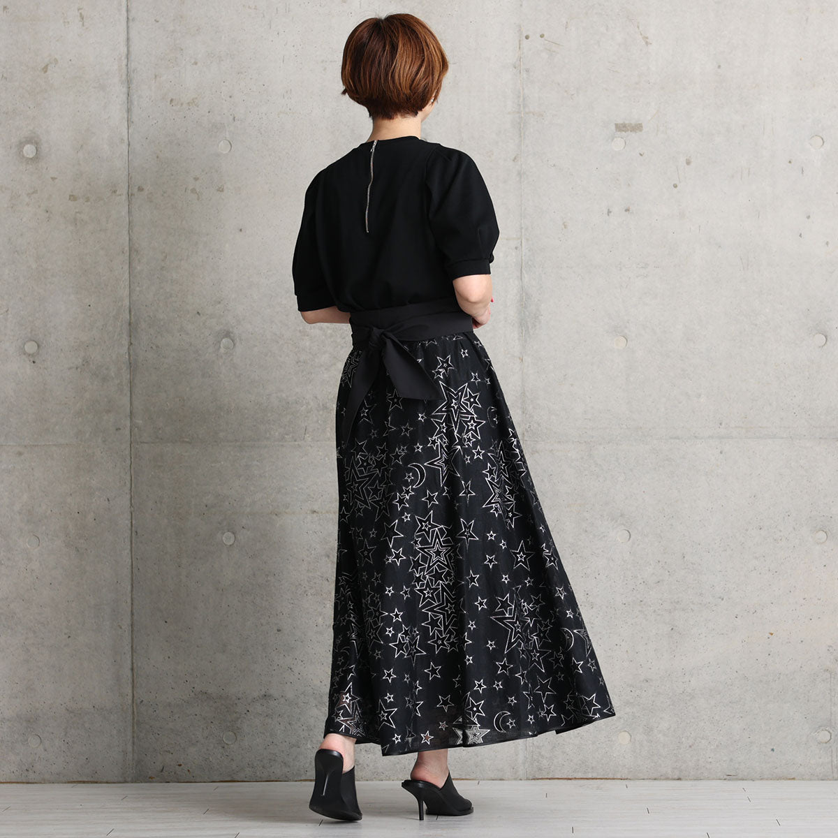 C-SK-119「Blanche」 Long skirt BLACK