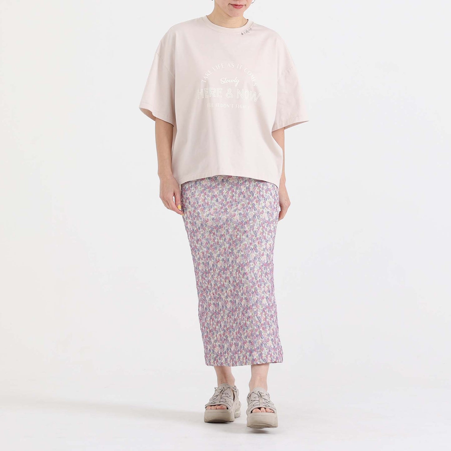 F-CS-10H「Snowmelt knit」Logo tee【BEIGE】