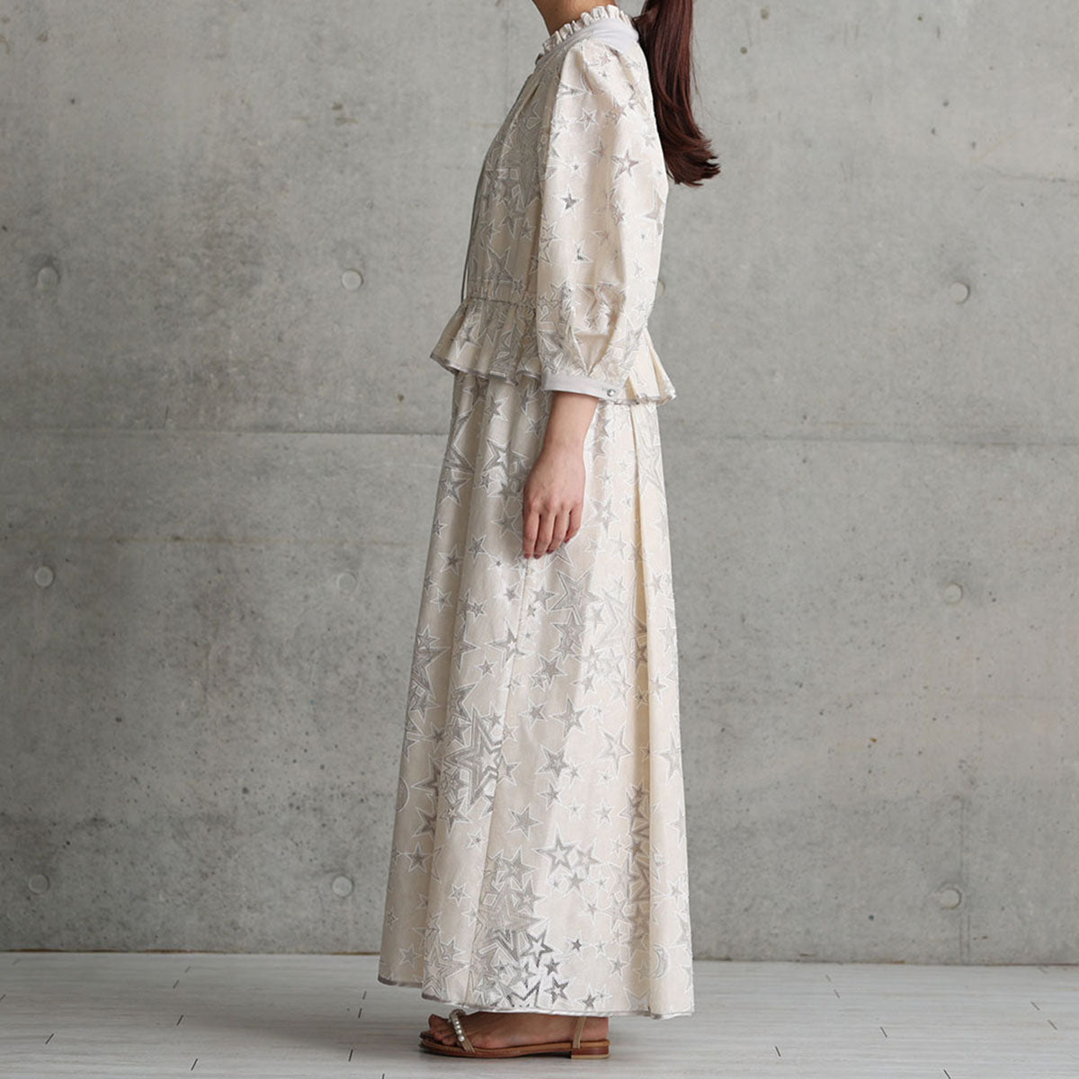 C-OP-62「Blanche」peplum dress ECRU