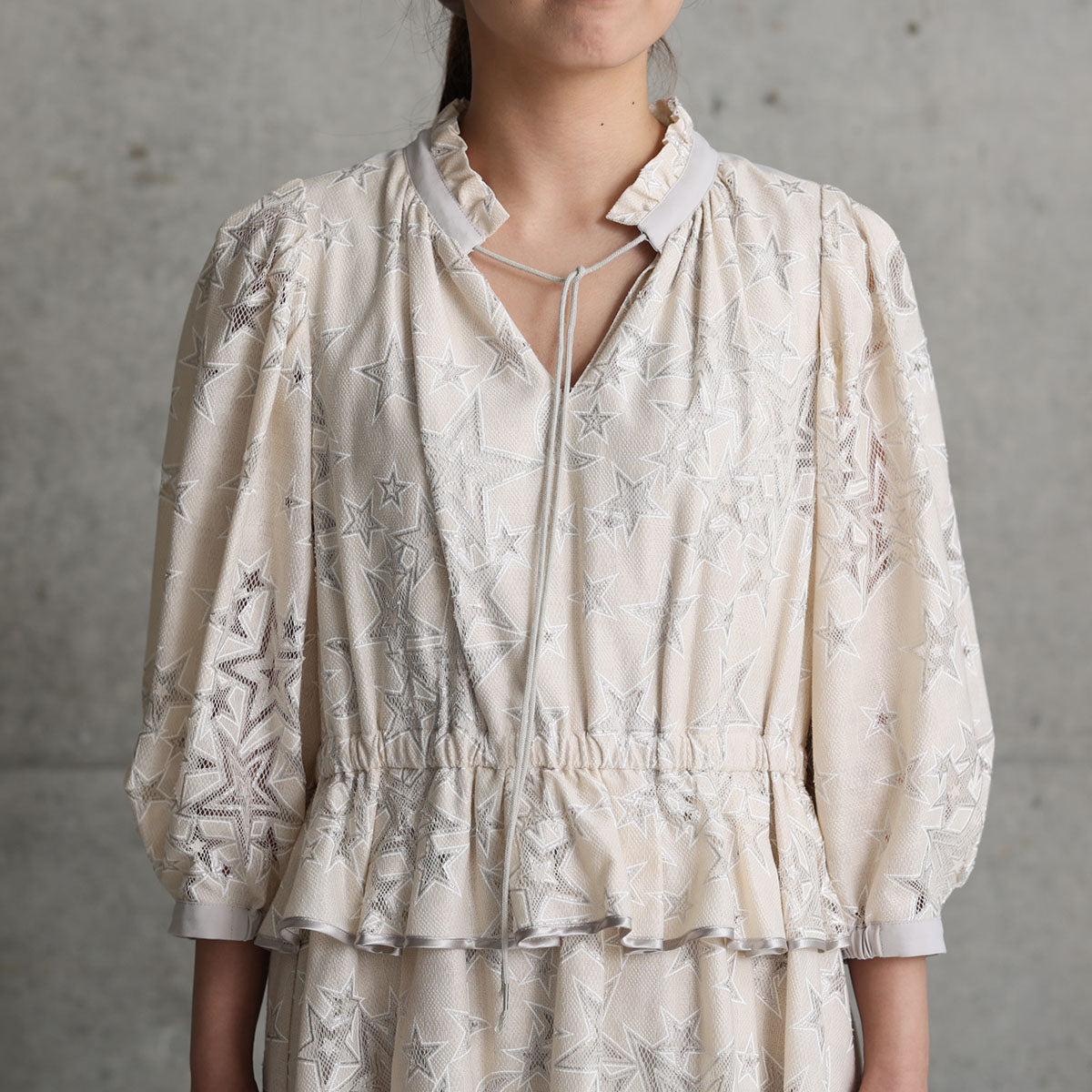 C-OP-62「Blanche」peplum dress ECRU
