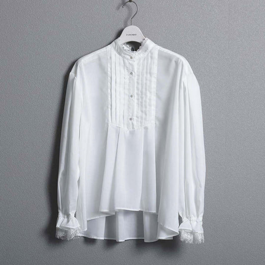 2026AW【8月上旬～中旬お届け予定】 F-BL-08「Éclat Lawn」Tuck blouse【全2色】
