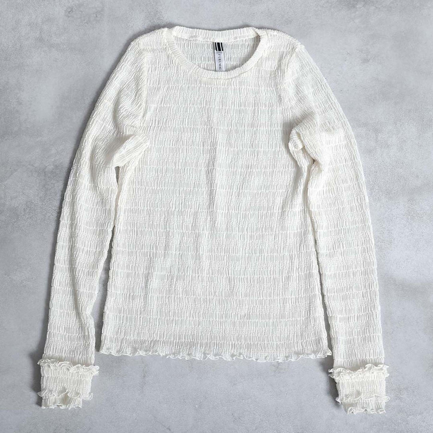 2026AW【9月下旬お届け予定】 F-CS-12「Shirring knit」Crew-neck tops【全4色】