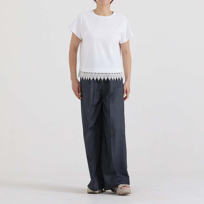 F-PT-10「Function light denim」Easy wide pants【NAVY】