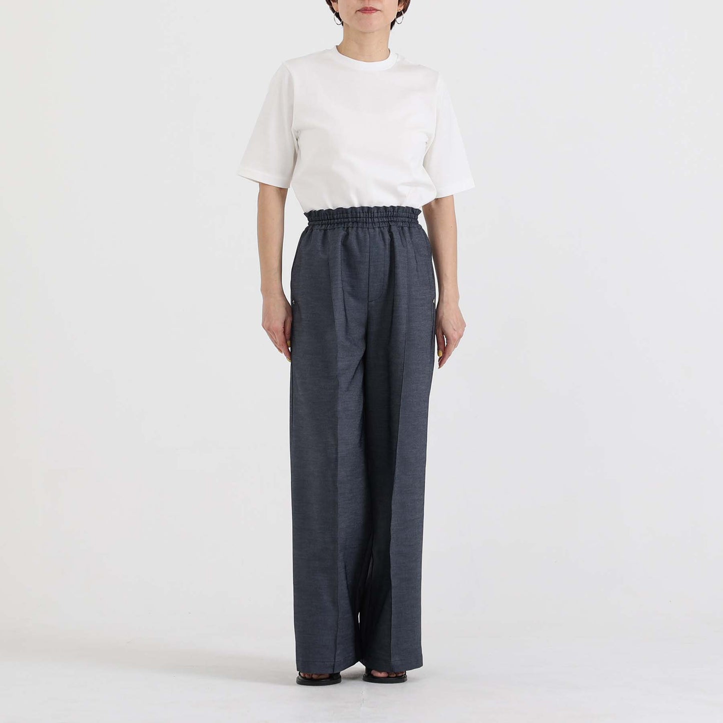 F-PT-10「Function light denim」Easy wide pants【NAVY】