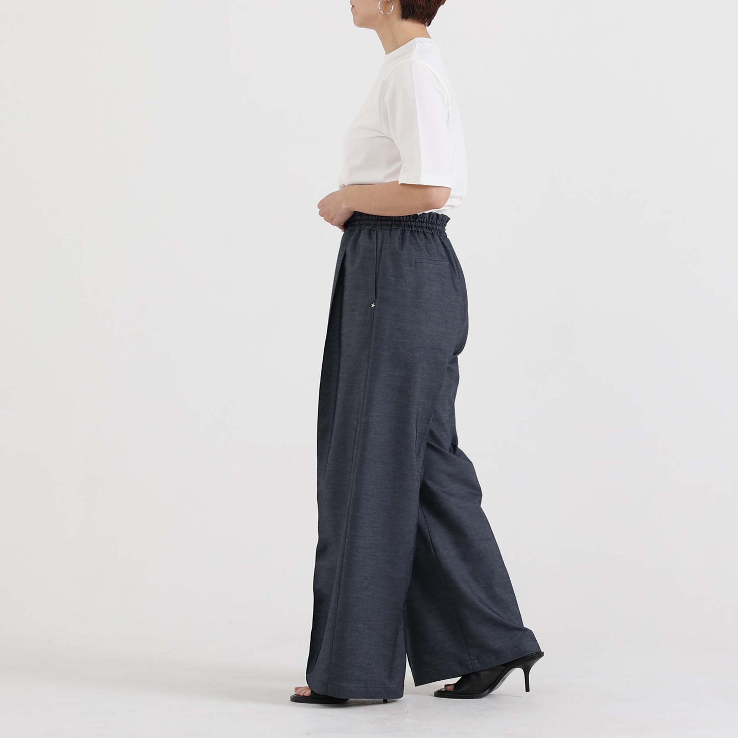 F-PT-10「Function light denim」Easy wide pants【NAVY】