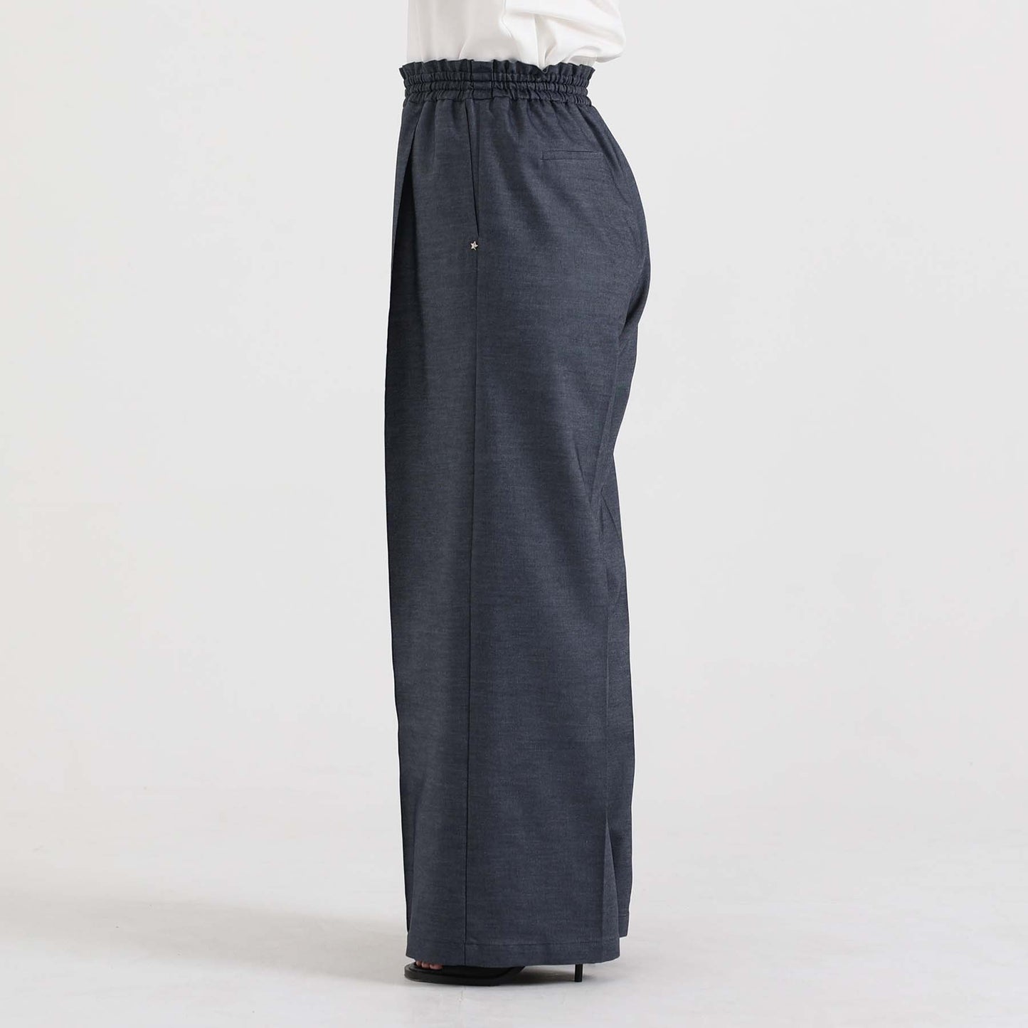 F-PT-10「Function light denim」Easy wide pants【NAVY】