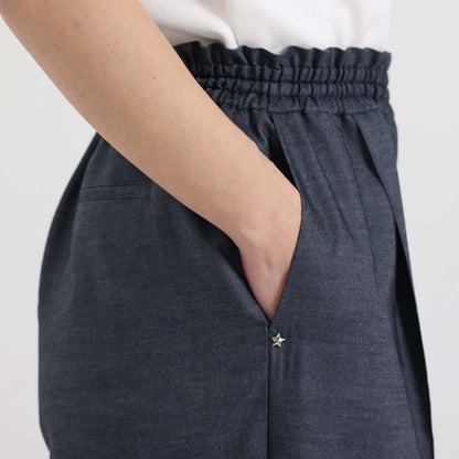 F-PT-10「Function light denim」Easy wide pants【NAVY】