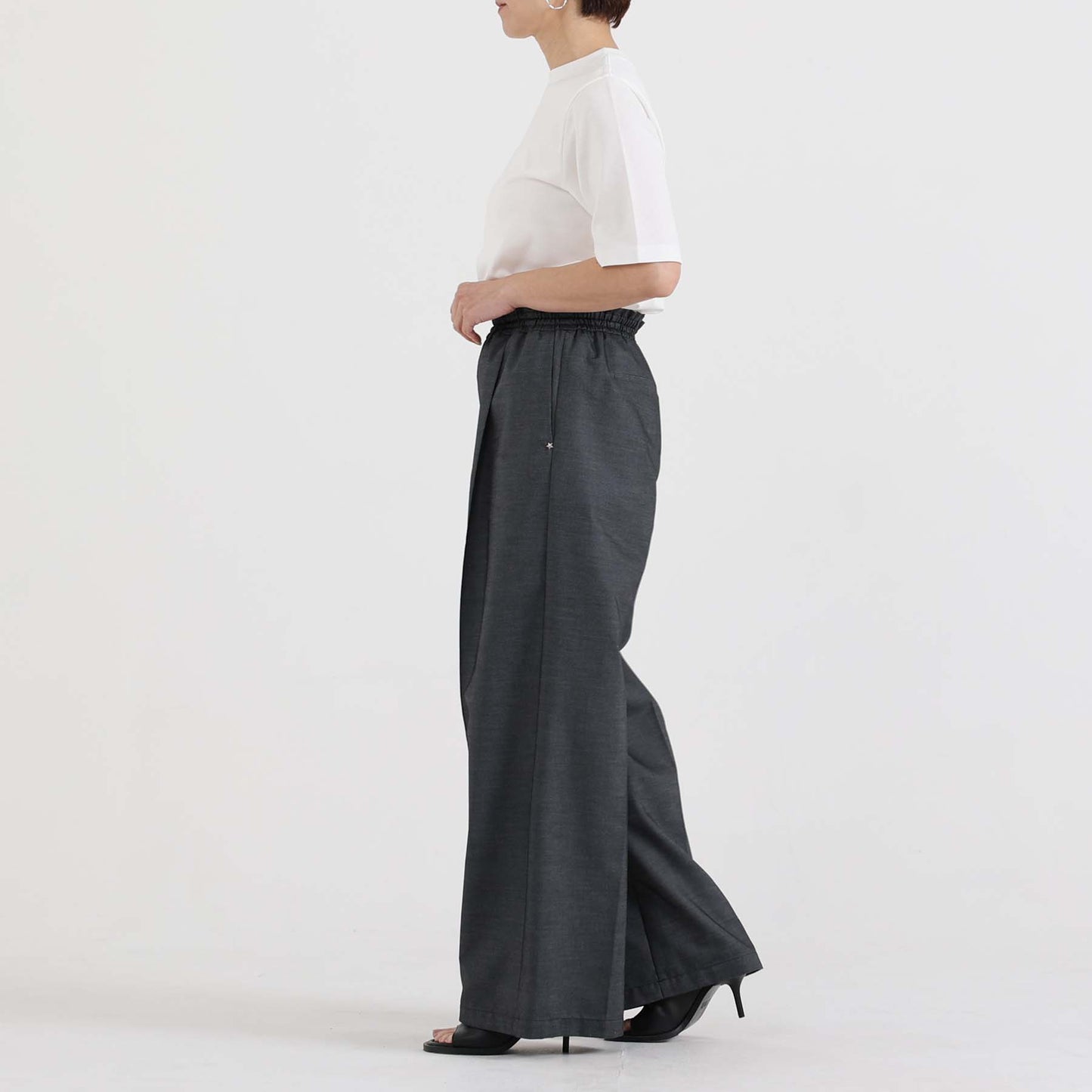 F-PT-10「Function light denim」Easy wide pants【BLACK】