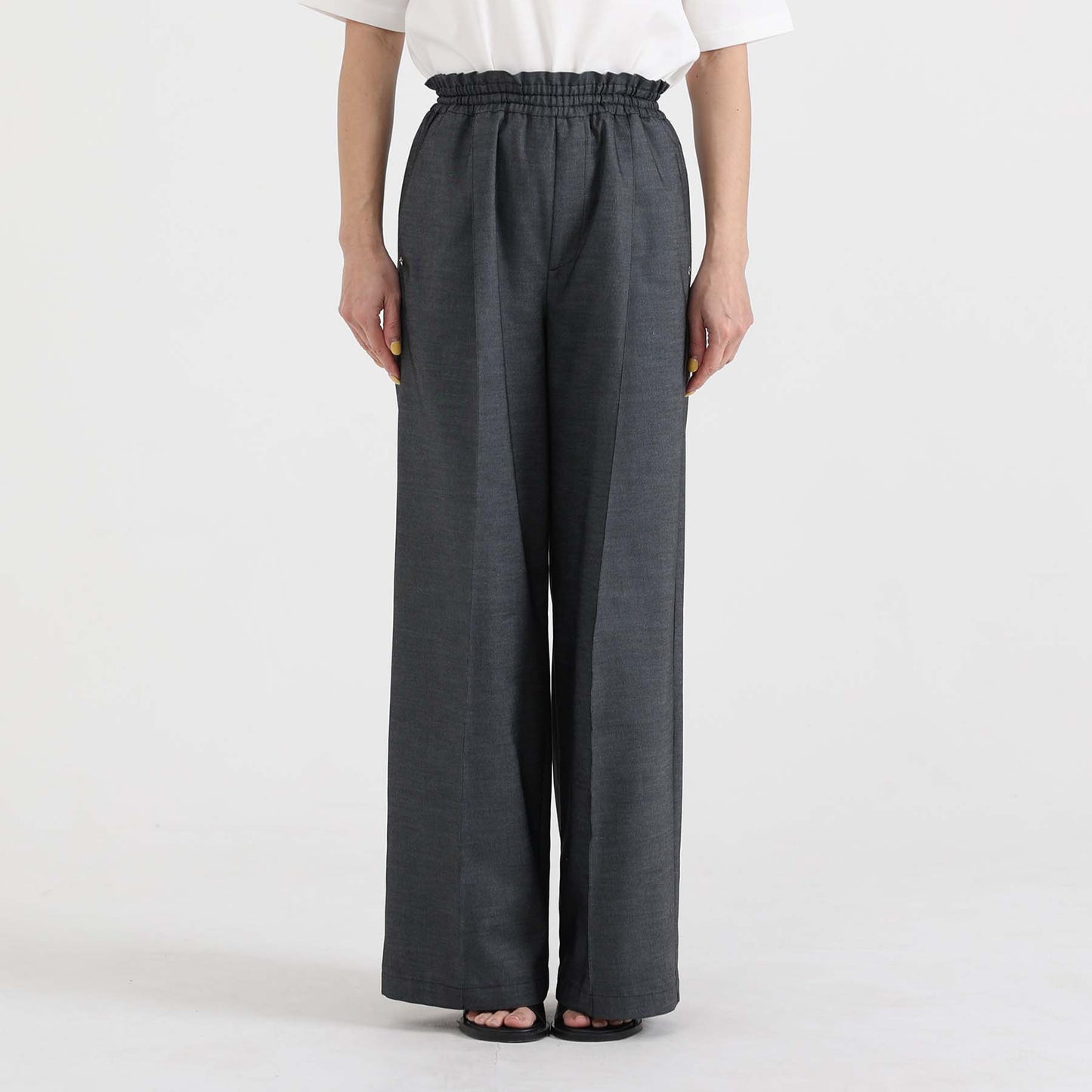 F-PT-10「Function light denim」Easy wide pants【BLACK】