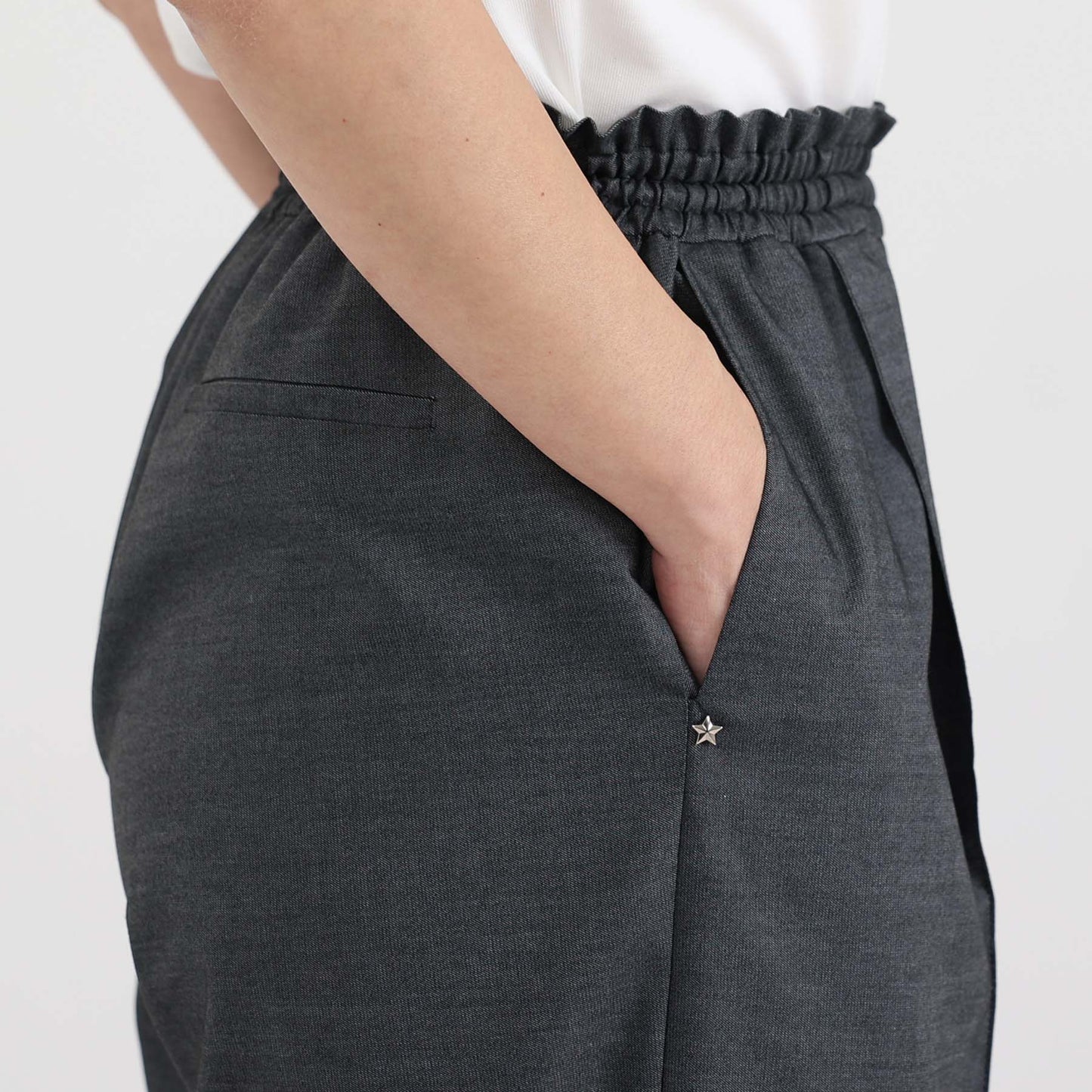 F-PT-10「Function light denim」Easy wide pants【BLACK】
