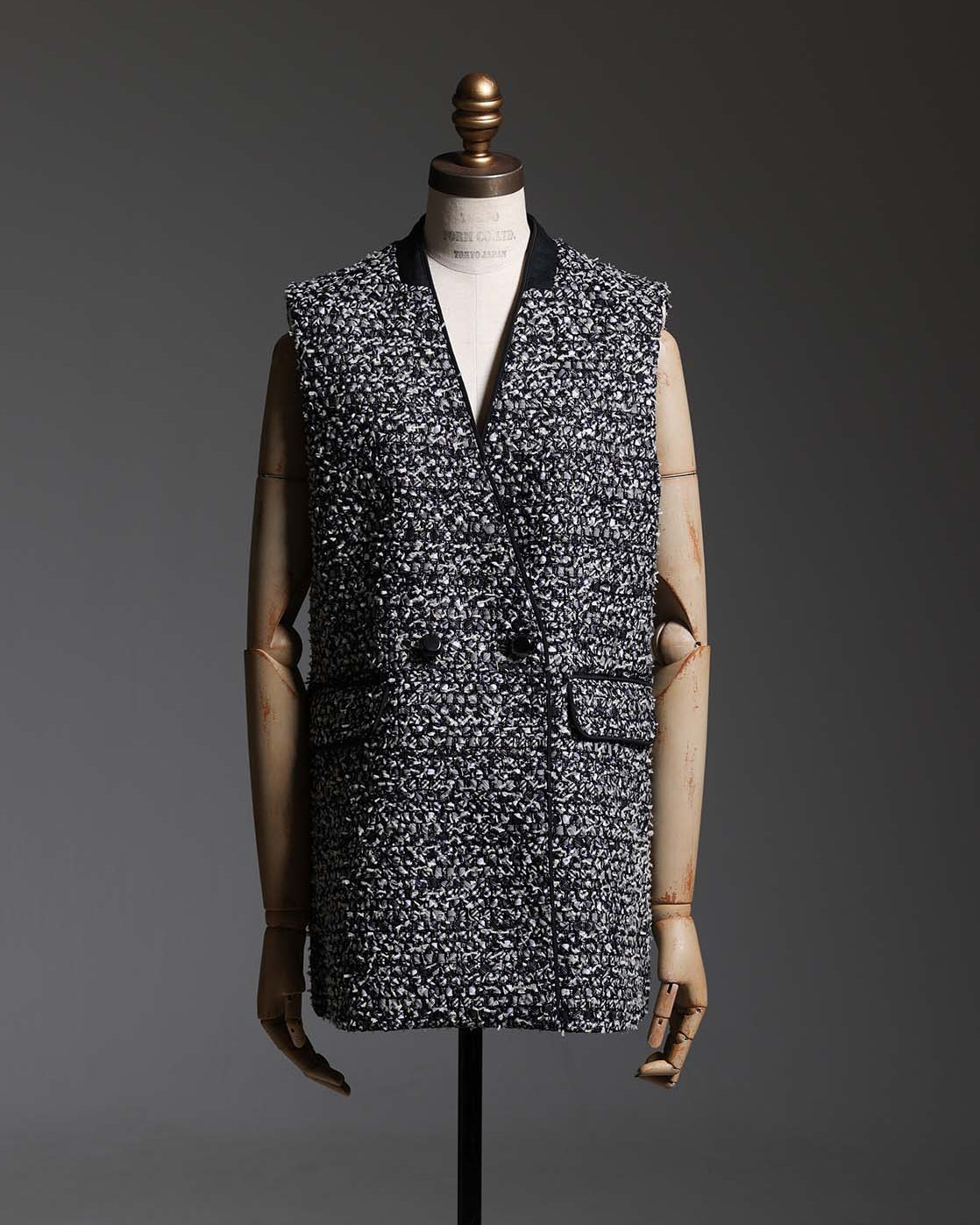 2026AW【10月下旬お届け予定】 F-VT-03「Wreath tweed/Layer check tweed」Double-breasted gilet【全2色】