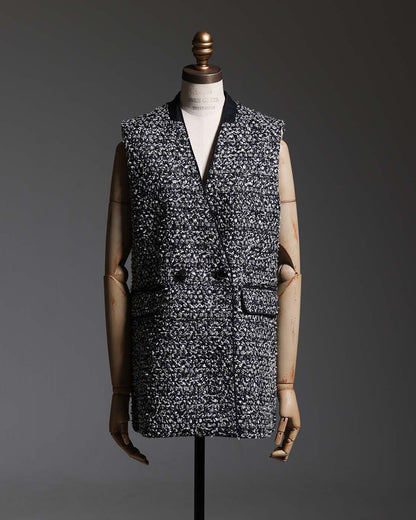 2026AW【10月下旬お届け予定】 F-VT-03「Wreath tweed/Layer check tweed」Double-breasted gilet【全2色】