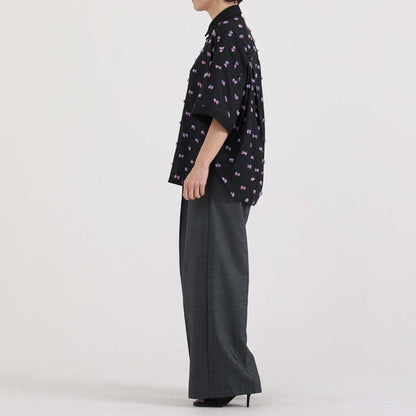 C-BL-83 Robin flower blouse WHITE