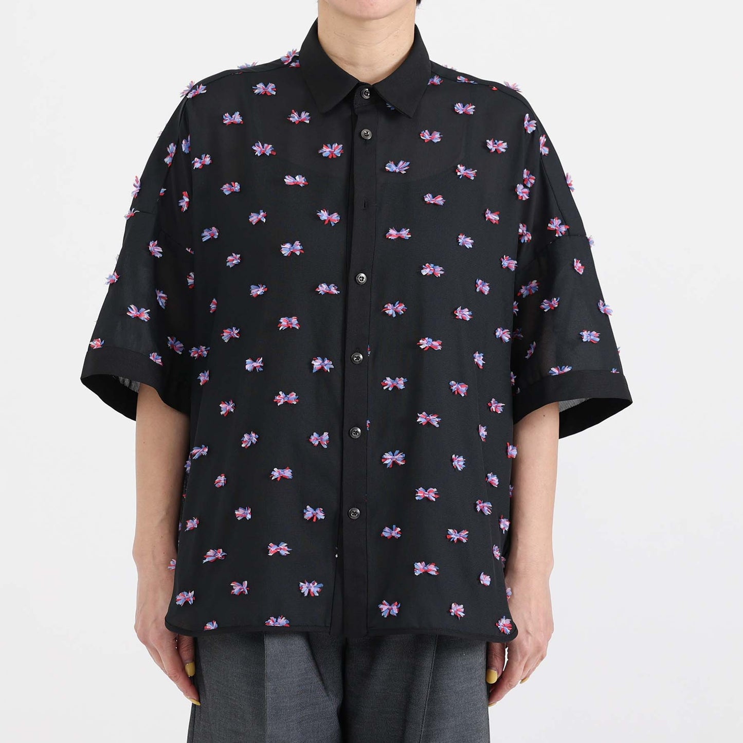 C-BL-83 Robin flower blouse WHITE