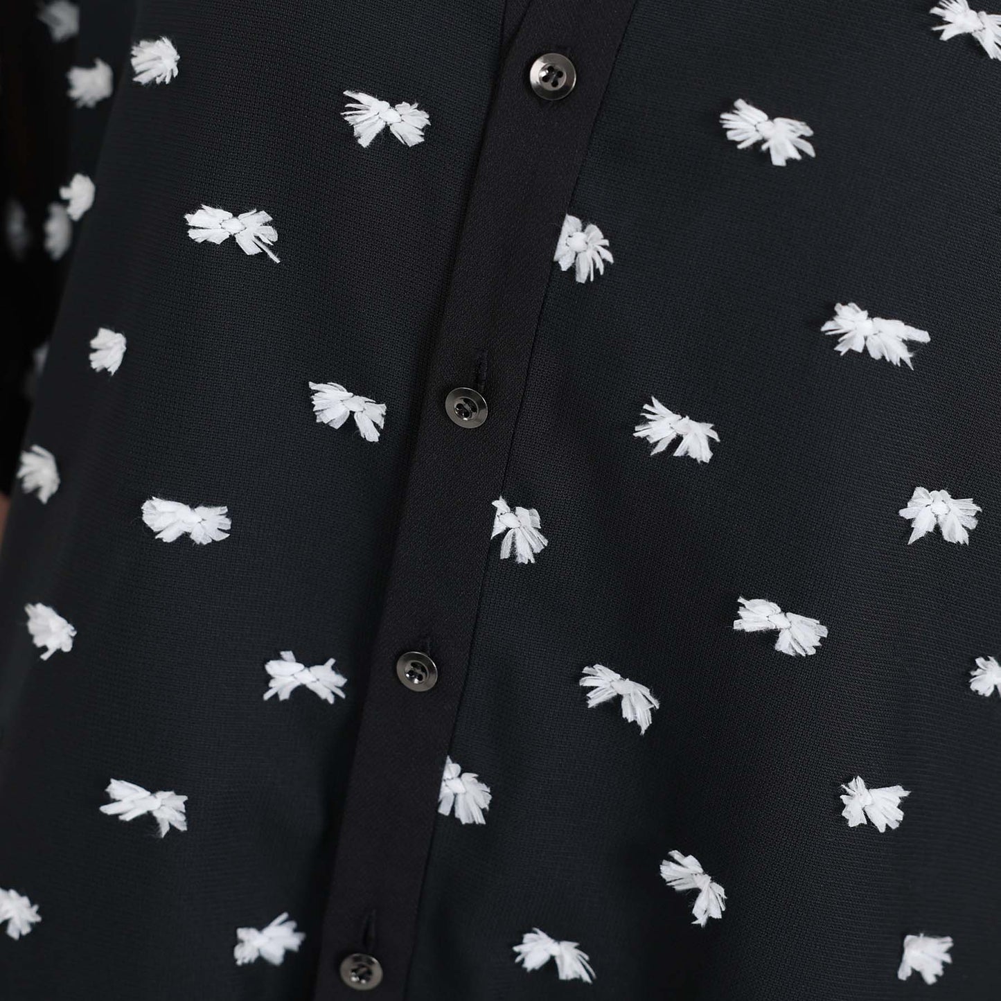 【7月下旬お届け予定】F-SH-04「Feather dot」Relax shirt 【BLACK WHITE】