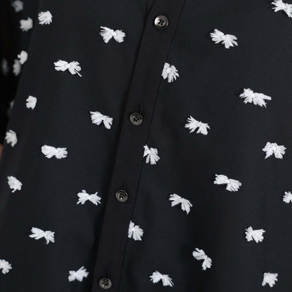【7月下旬お届け予定】F-SH-04「Feather dot」Relax shirt 【BLACK WHITE】