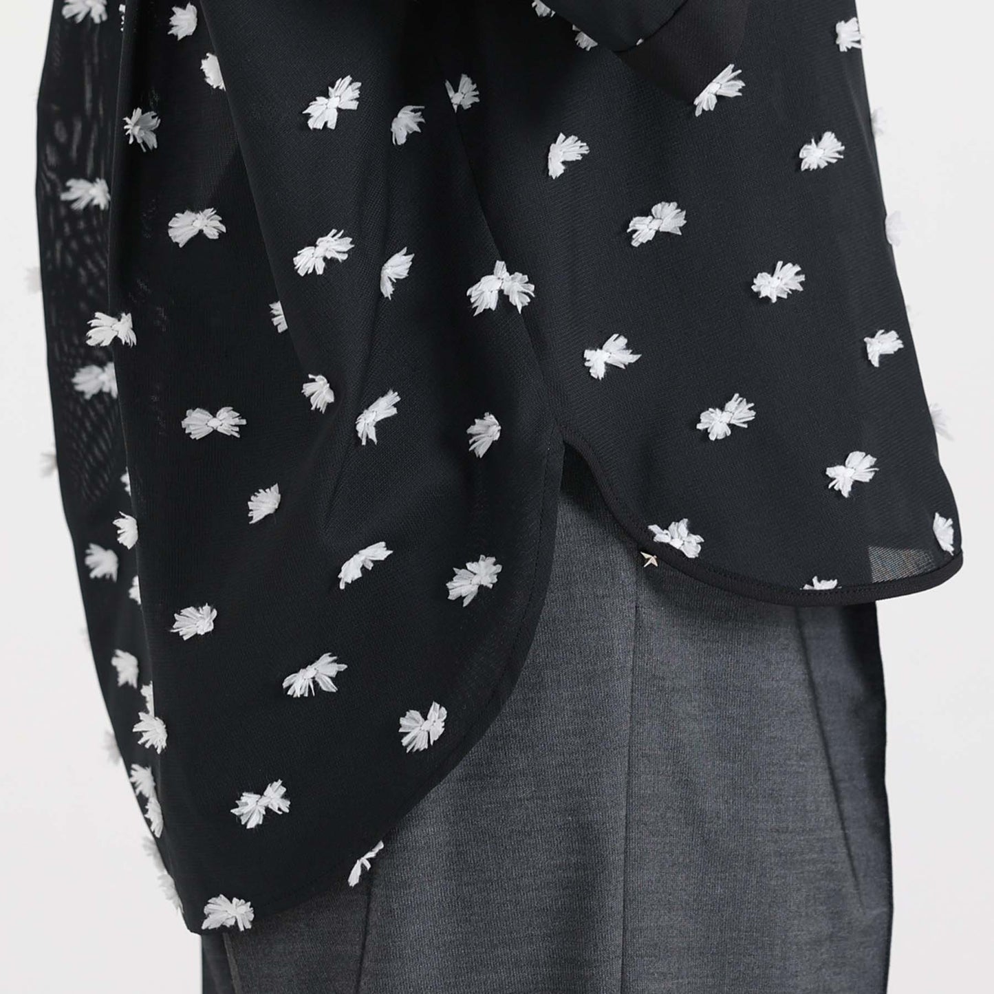 【7月下旬お届け予定】F-SH-04「Feather dot」Relax shirt 【BLACK WHITE】