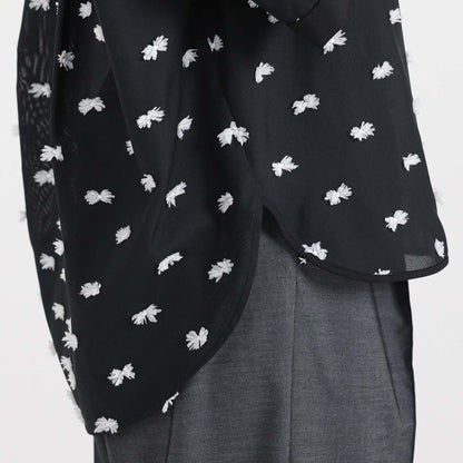 【7月下旬お届け予定】F-SH-04「Feather dot」Relax shirt 【BLACK WHITE】