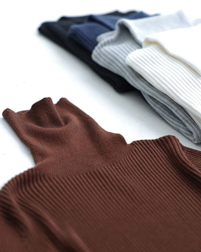 2026AW【10月下旬お届け予定】 F-KN-05「Pure Feather Silk」Rib turtle knit【全4色】