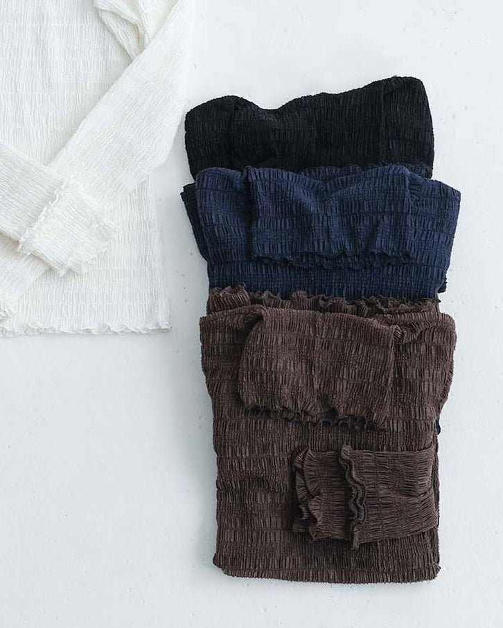 2026AW【9月下旬お届け予定】 F-CS-11「Shirring knit」Turtle-neck tops【全4色】