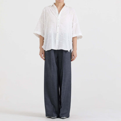 C-BL-83 Robin flower blouse WHITE